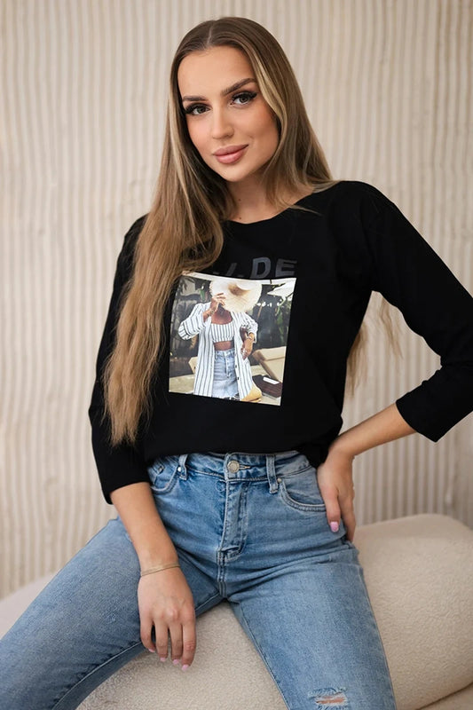 Блуза с цветен принт