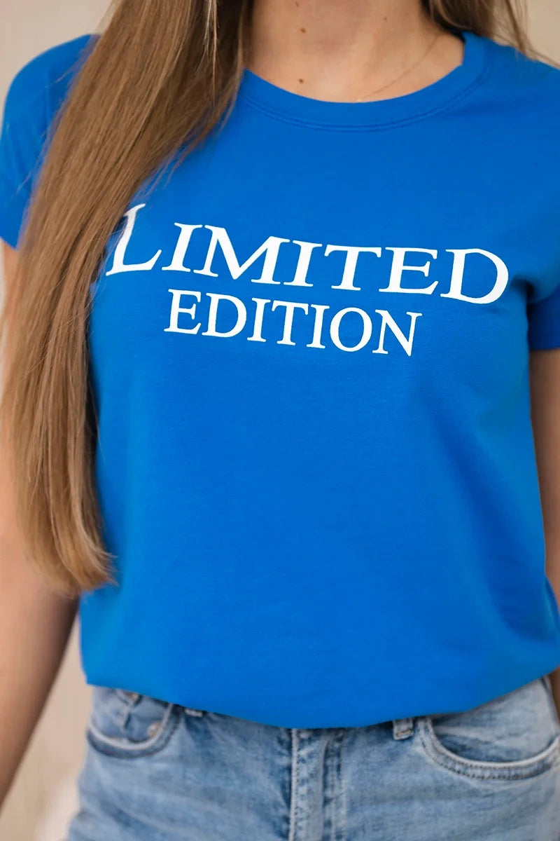 Блуза с принт Limited Edition и къс ръкав