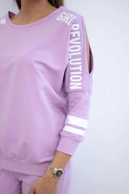Комплект суитшърт и панталон с надпис Girl Revolution