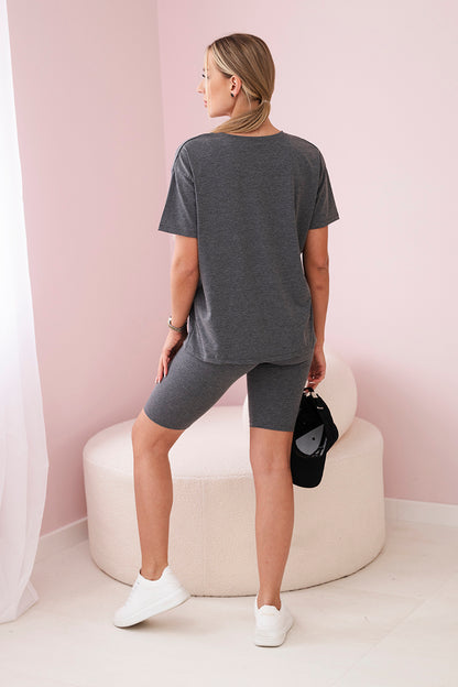 Комплект от блуза и леггинси с къс крачол