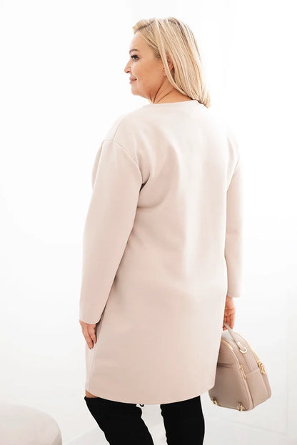 Дамска рокля Plus Size butter с джоб и 3/4 ръкав 1965 г.