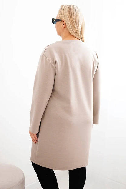 Дамска рокля Plus Size butter с джоб и 3/4 ръкав 1965 г.