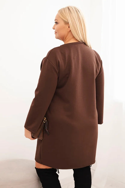 Дамска рокля Plus Size butter с джоб и 3/4 ръкав 1965 г.