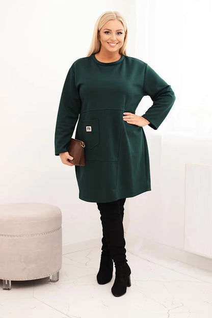 Дамска рокля Plus Size butter с джоб и 3/4 ръкав 1965 г.