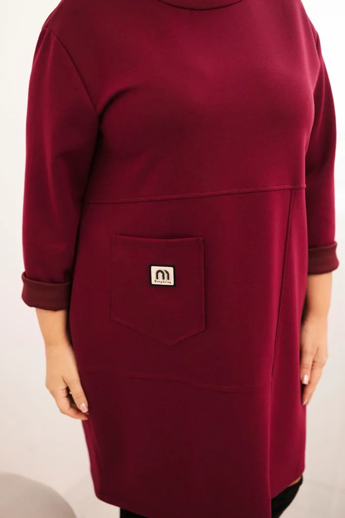 Дамска рокля Plus Size butter с джоб и 3/4 ръкав 1965 г.