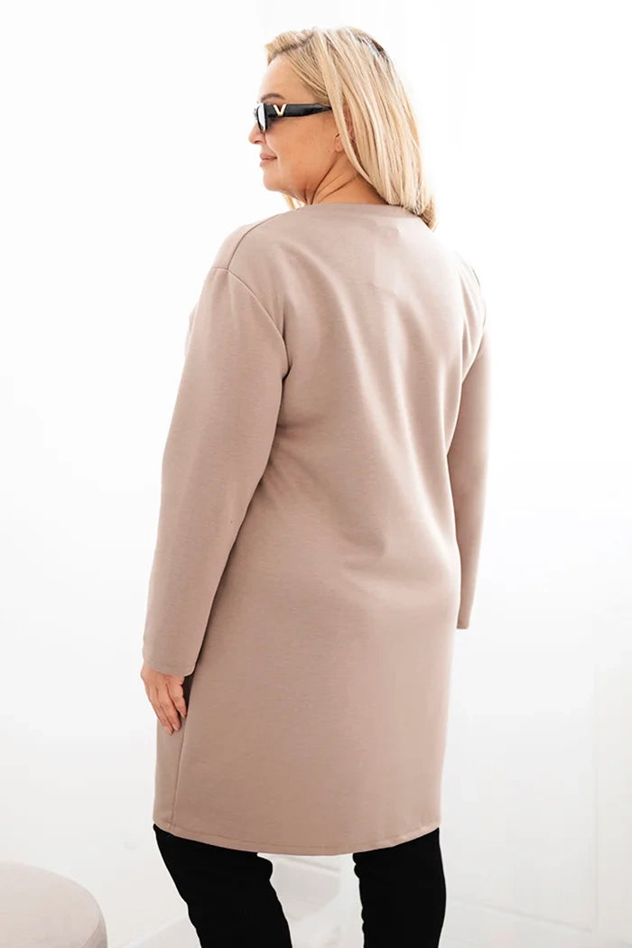 Дамска рокля Plus Size butter с джоб и 3/4 ръкав 1965 г.