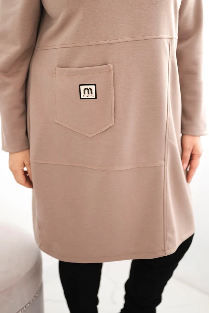 Дамска рокля Plus Size butter с джоб и 3/4 ръкав 1965 г.