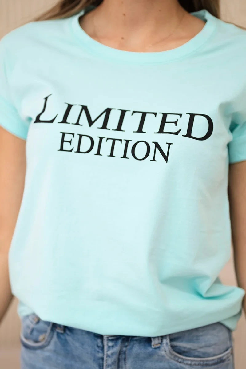 Блуза с принт Limited Edition и къс ръкав
