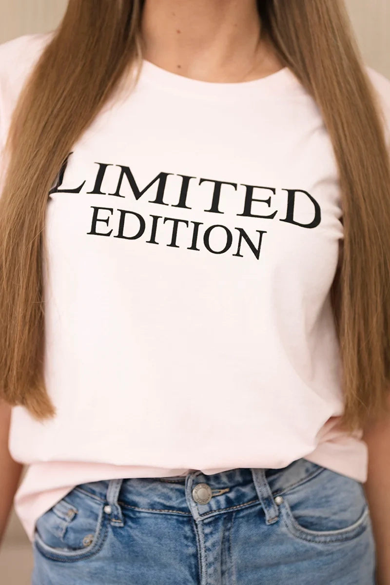 Блуза с принт Limited Edition и къс ръкав