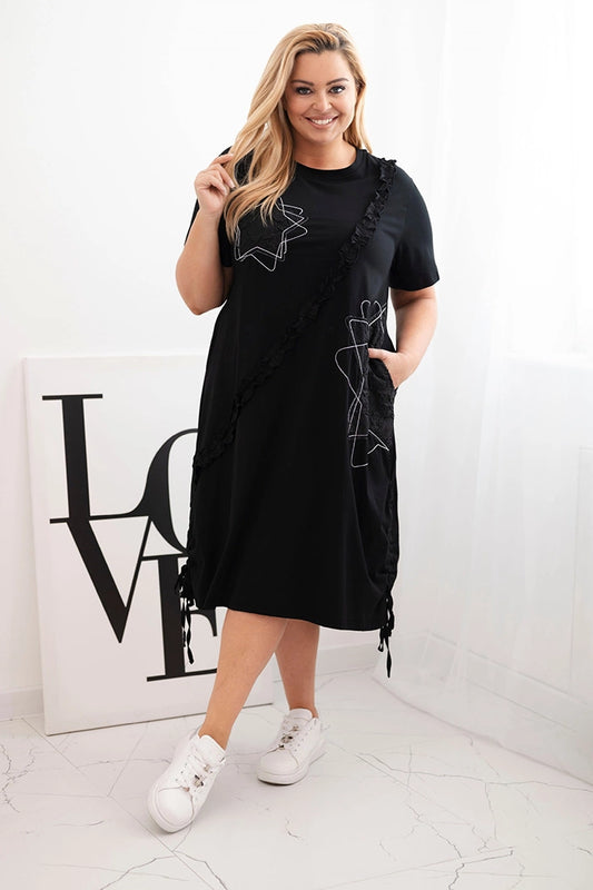 Дамска памучна рокля Plus Size със звезди 1990