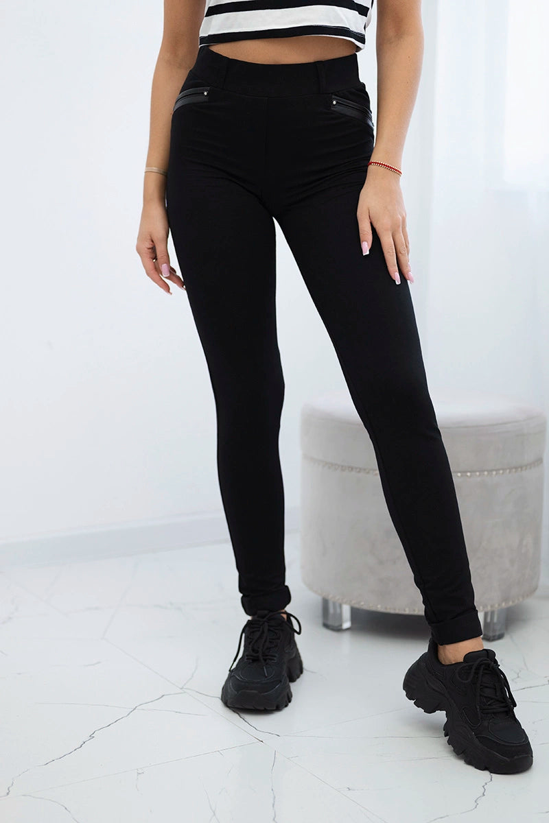 Панталон с кант на джоба черен 2045 г