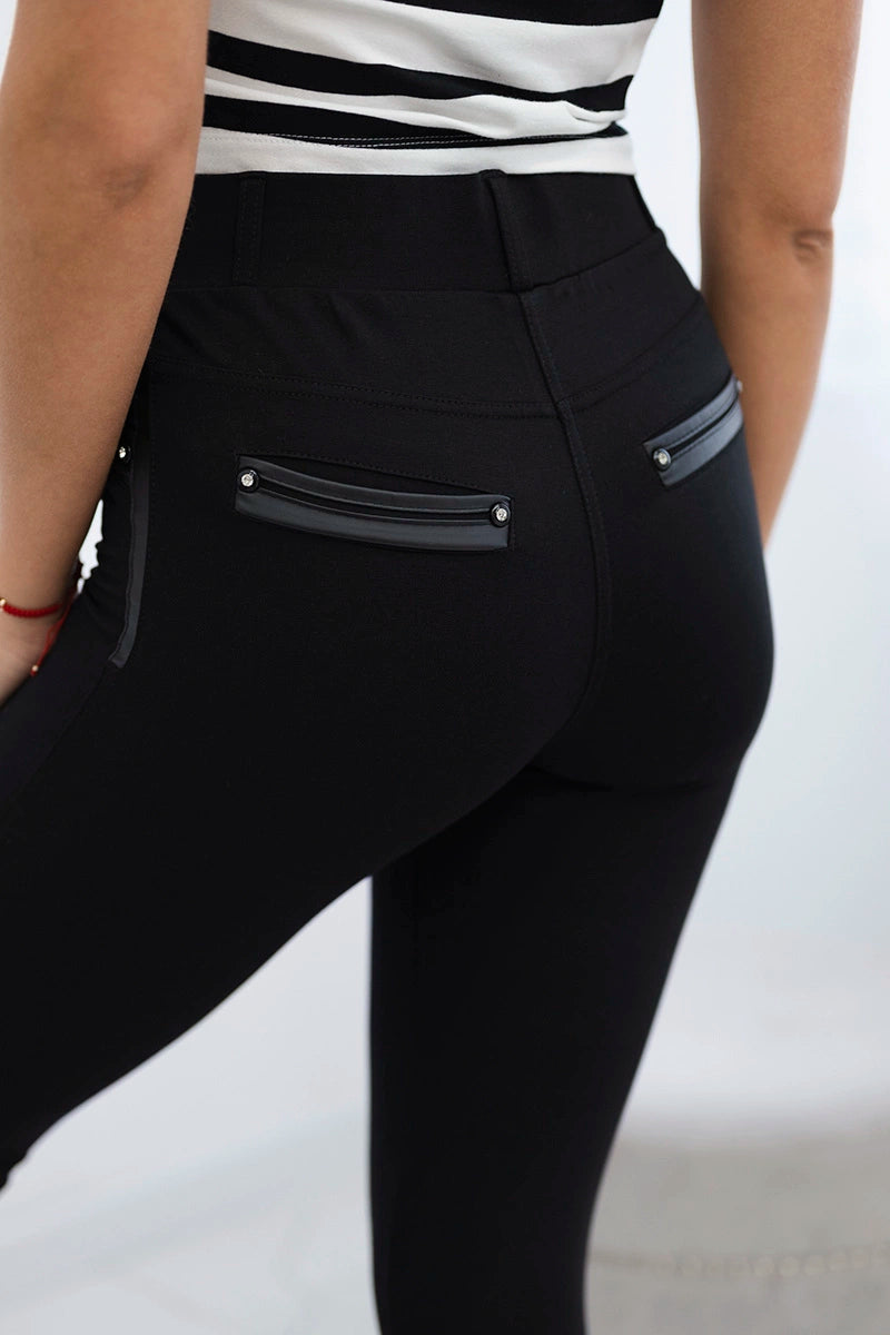 Панталон с кант на джоба черен 2045 г