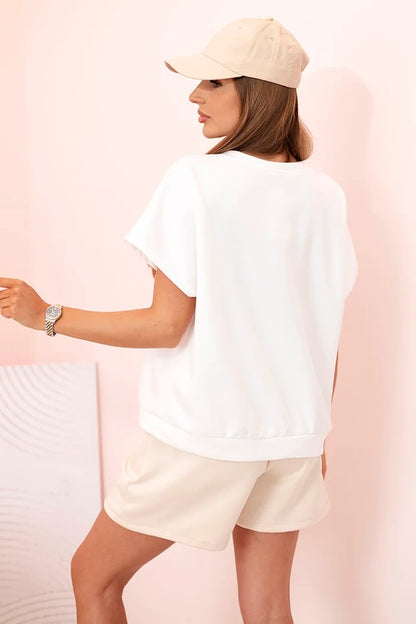 Дамски комплект блузи с къси панталони с висока талия ART2119