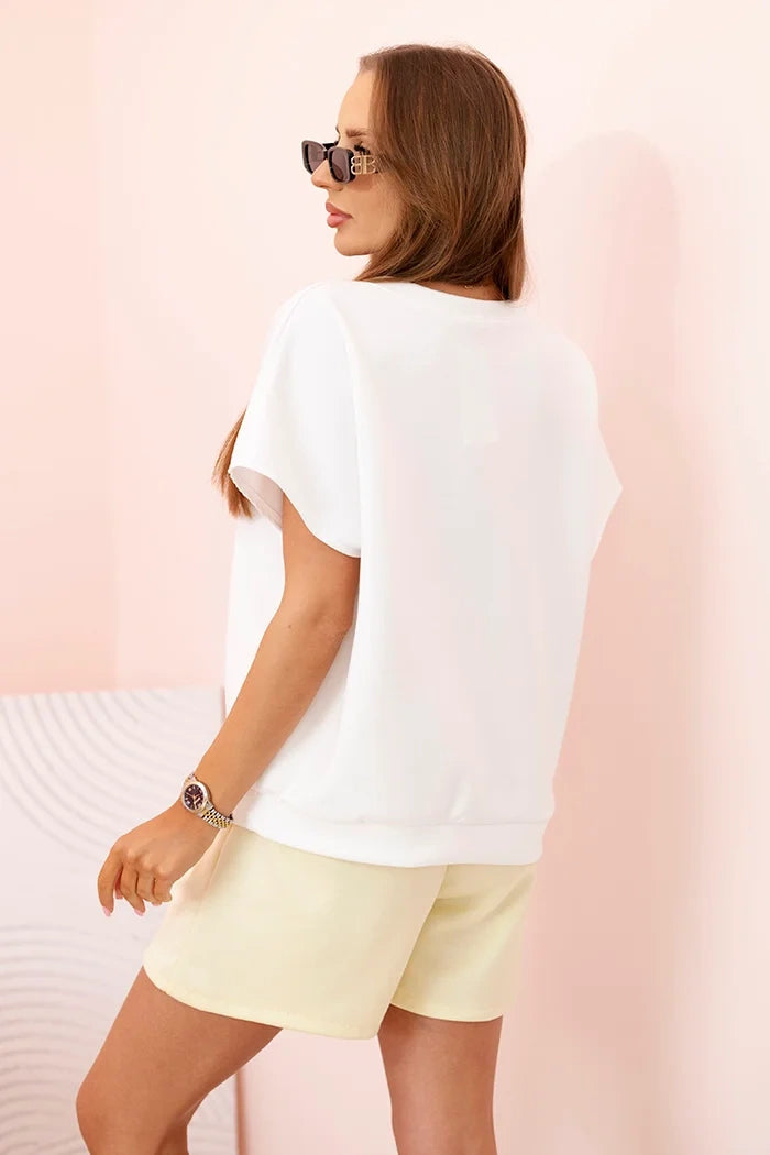 Дамски комплект блузи с къси панталони с висока талия ART2119