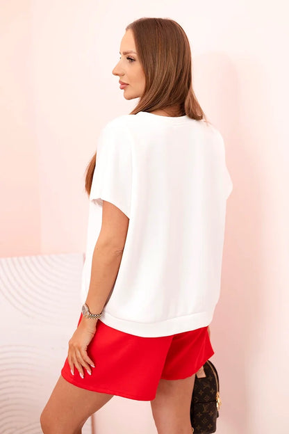 Дамски комплект блузи с къси панталони с висока талия ART2119