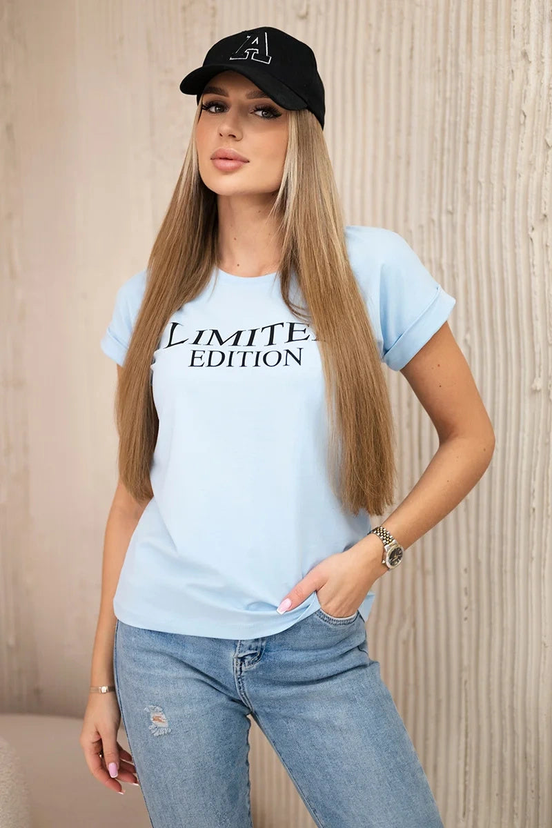 Блуза с принт Limited Edition и къс ръкав