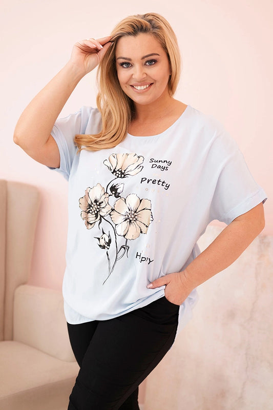 Дамска блуза Plus Size от вискоза с флорален принт 2152