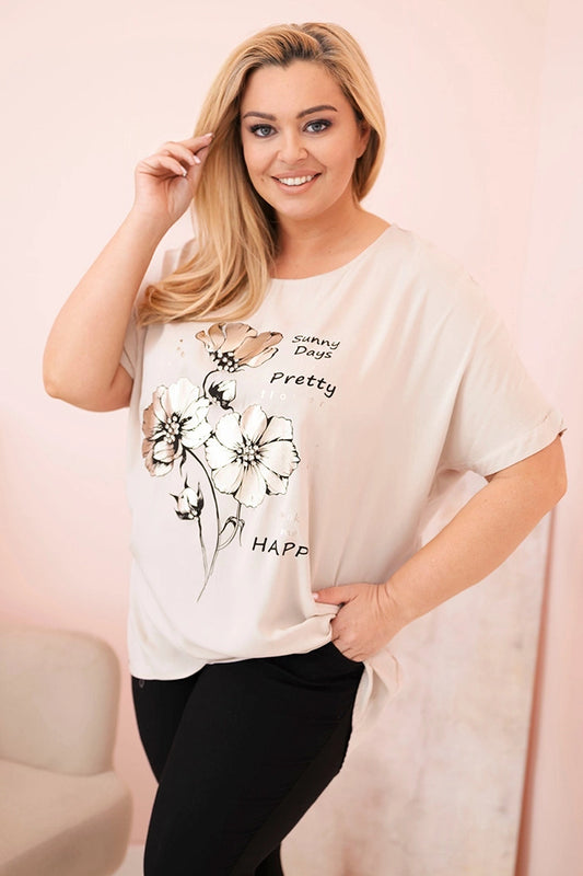 Дамска блуза Plus Size от вискоза с флорален принт 2152