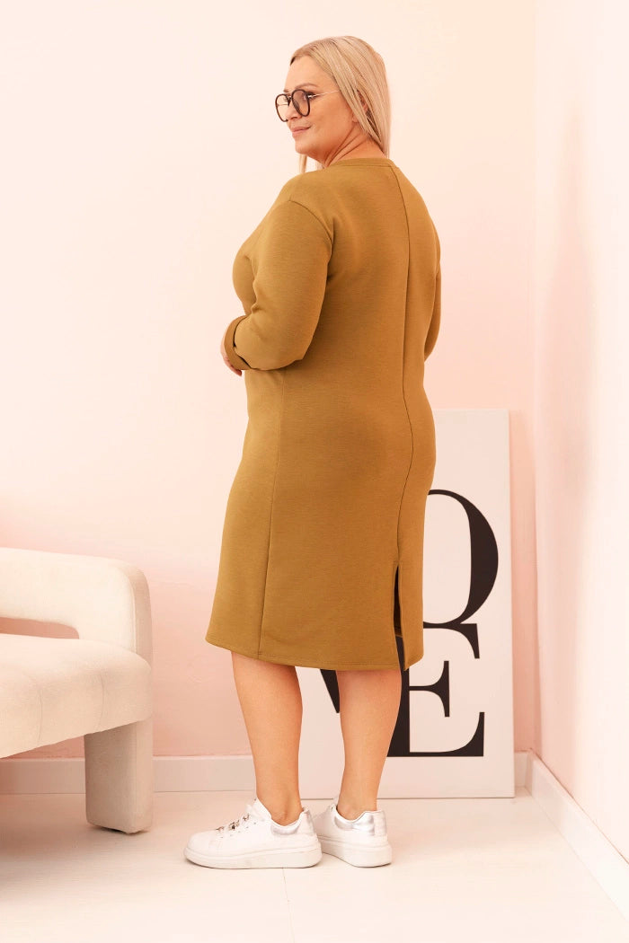 Дамска рокля Plus Size с V-образно деколте и ръкави 21548