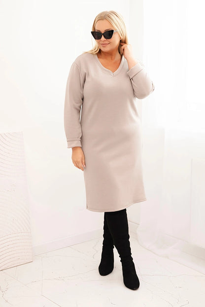 Дамска рокля Plus Size с V-образно деколте и ръкави 21548