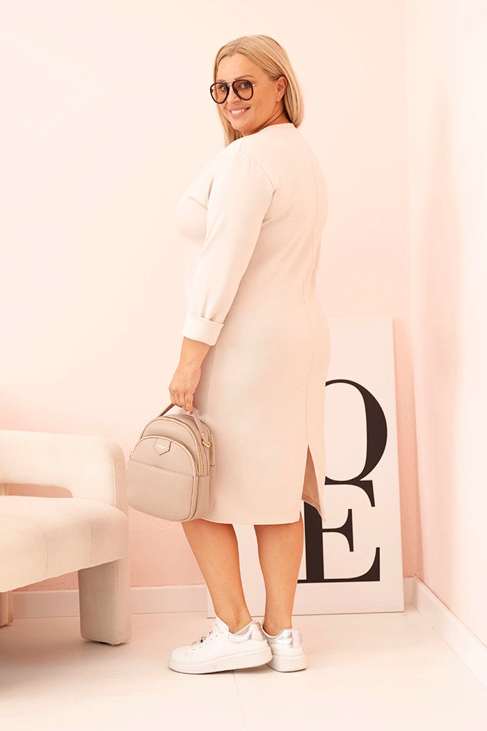 Дамска рокля Plus Size с V-образно деколте и ръкави 21548