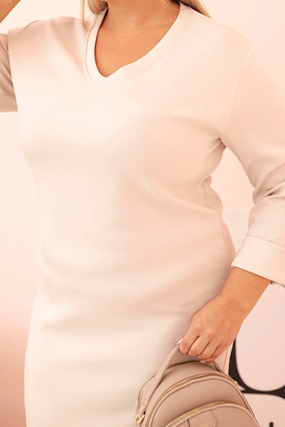 Дамска рокля Plus Size с V-образно деколте и ръкави 21548