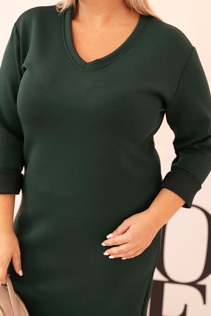 Дамска рокля Plus Size с V-образно деколте и ръкави 21548
