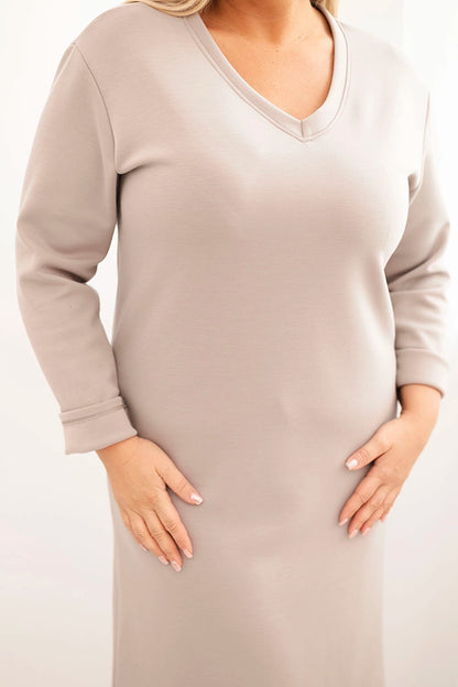 Дамска рокля Plus Size с V-образно деколте и ръкави 21548