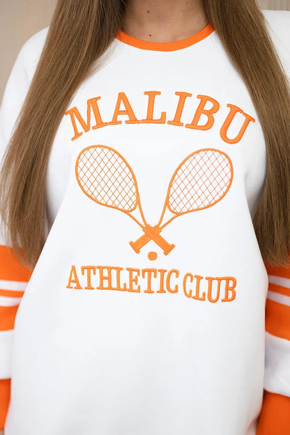 Суитшърт с надпис Malibu, универсален размер