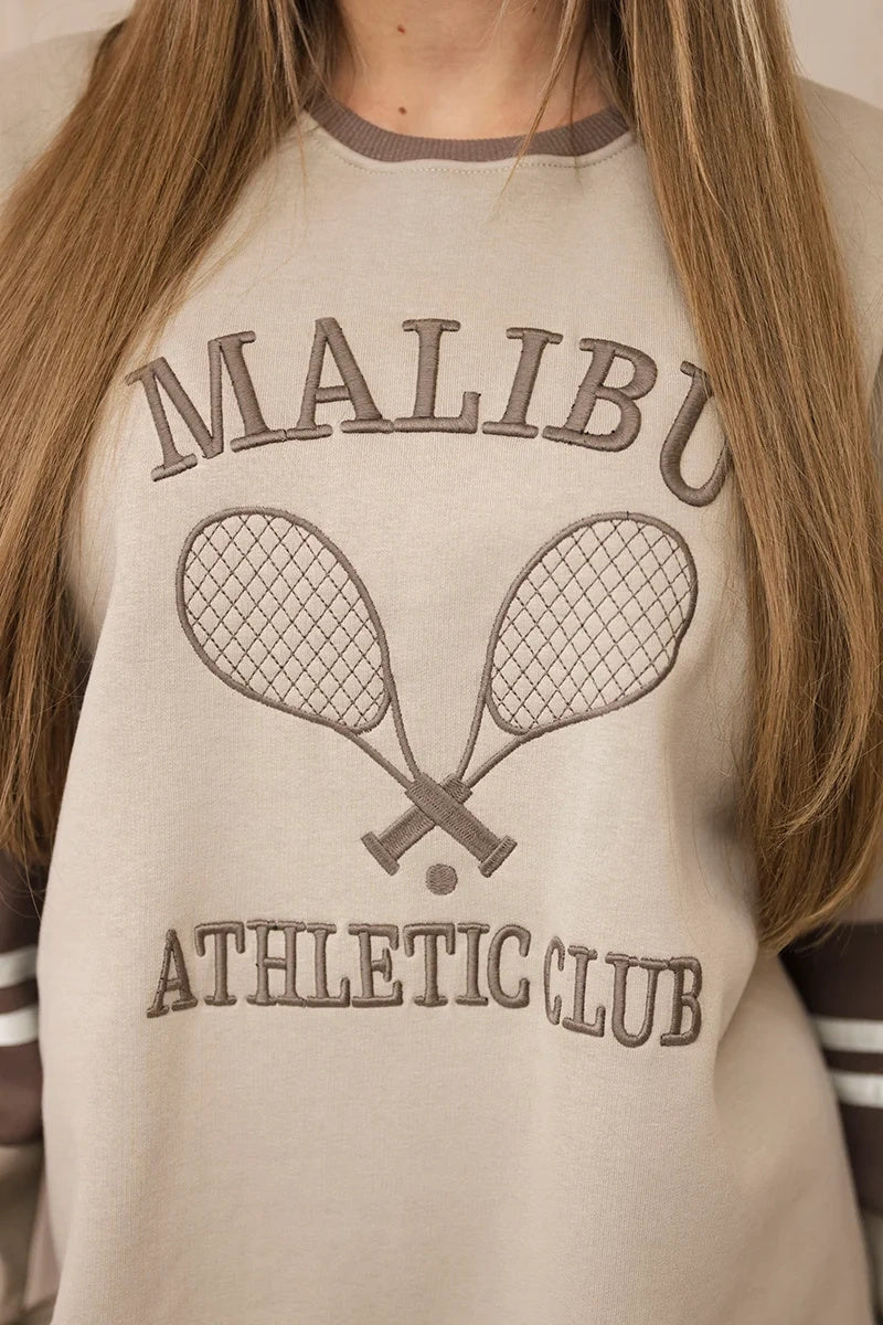 Суитшърт с надпис Malibu, универсален размер