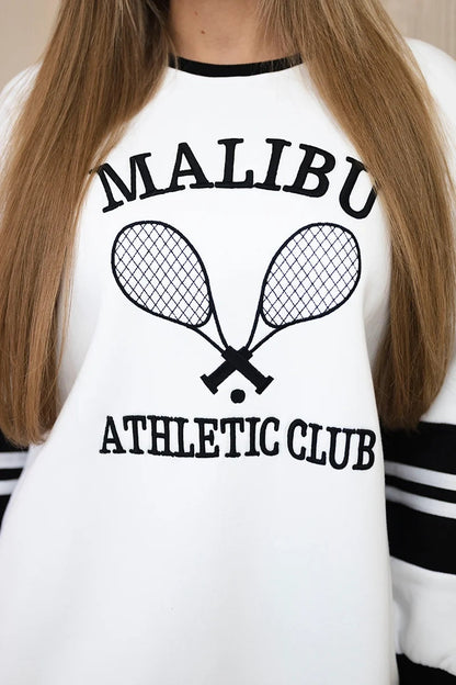 Суитшърт с надпис Malibu, универсален размер