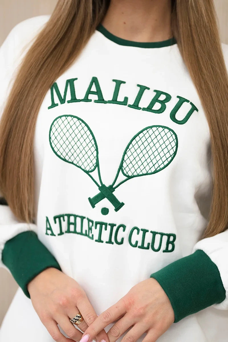 Суитшърт с надпис Malibu, универсален размер