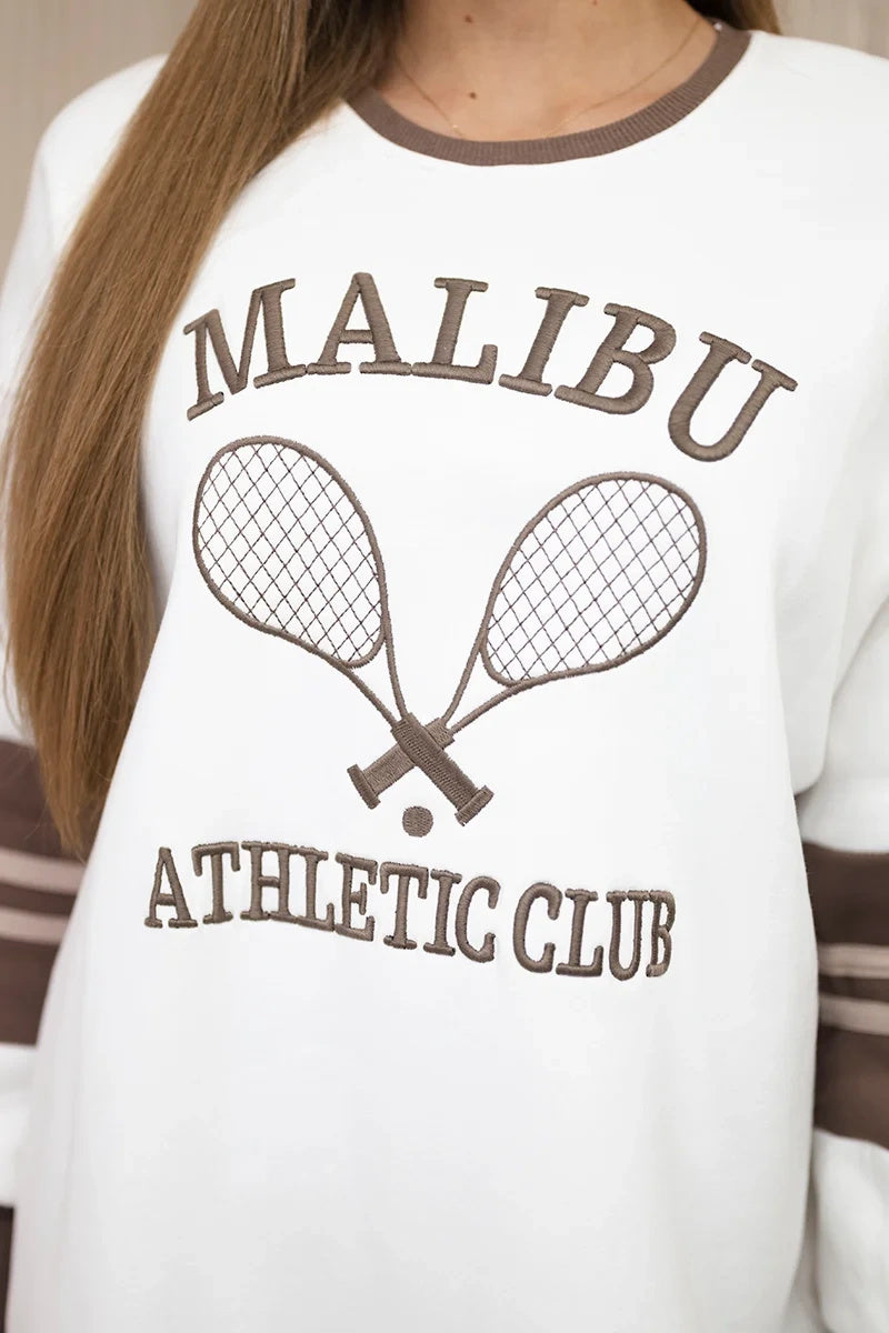 Суитшърт с надпис Malibu, универсален размер