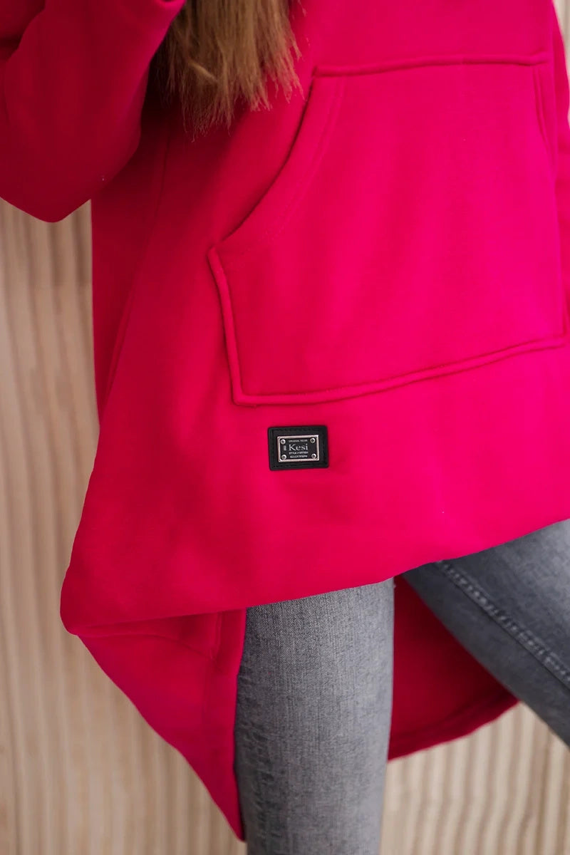 Суитшърт с качулка и удължен гръб