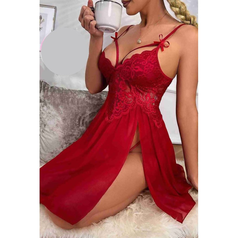 Секси дантелена нощница с тънки презрамки MS-2358