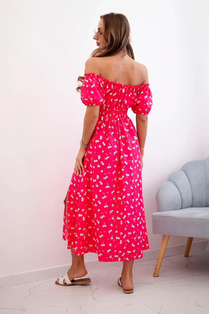 Дамска рокля на цветя с буфан ръкав ART23647