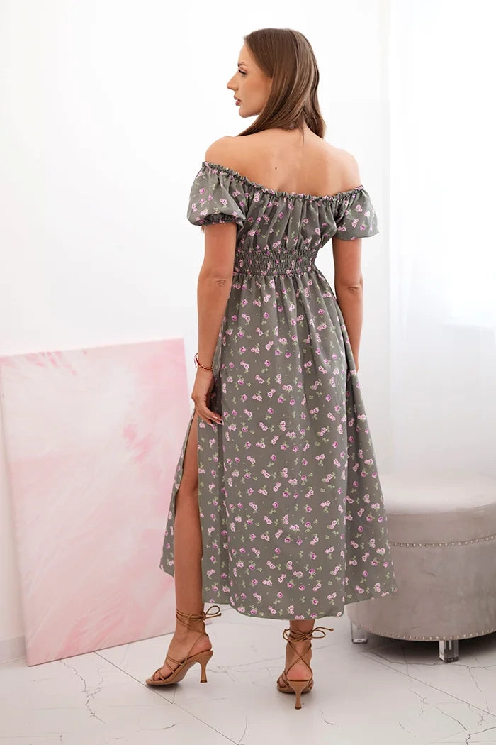 Дамска рокля на цветя с буфан ръкав ART23647