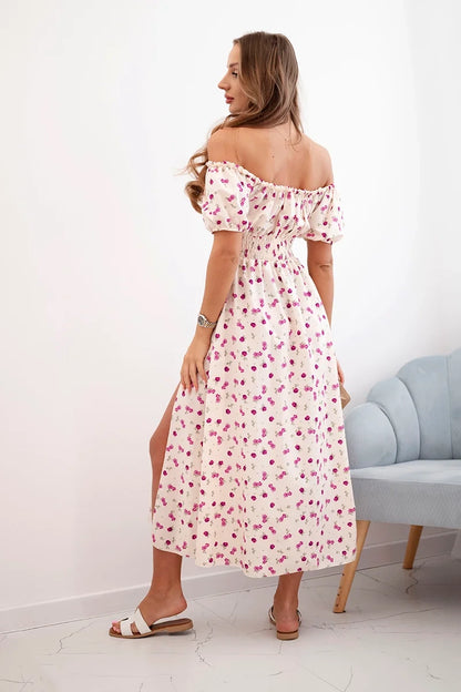 Дамска рокля на цветя с буфан ръкав ART23647