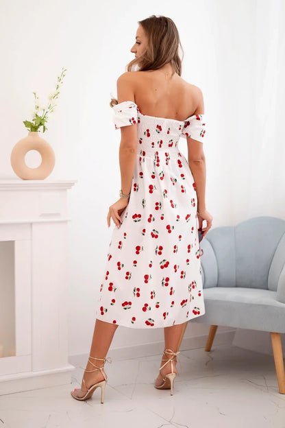 Дамска рокля с издути ръкави и щампа ART23823-1