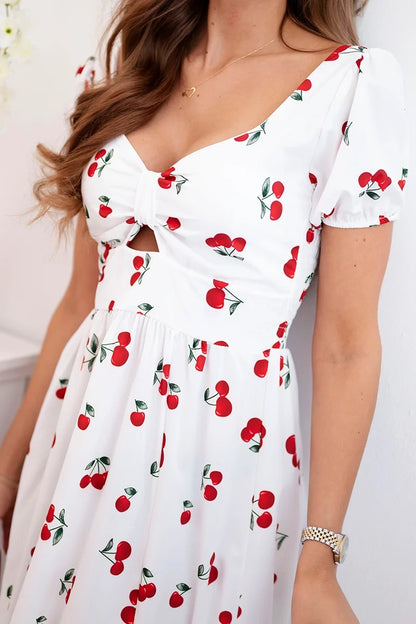 Дамска рокля с издути ръкави и щампа ART23823-1