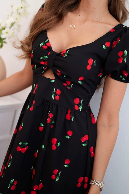 Дамска рокля с издути ръкави и щампа ART23823-1