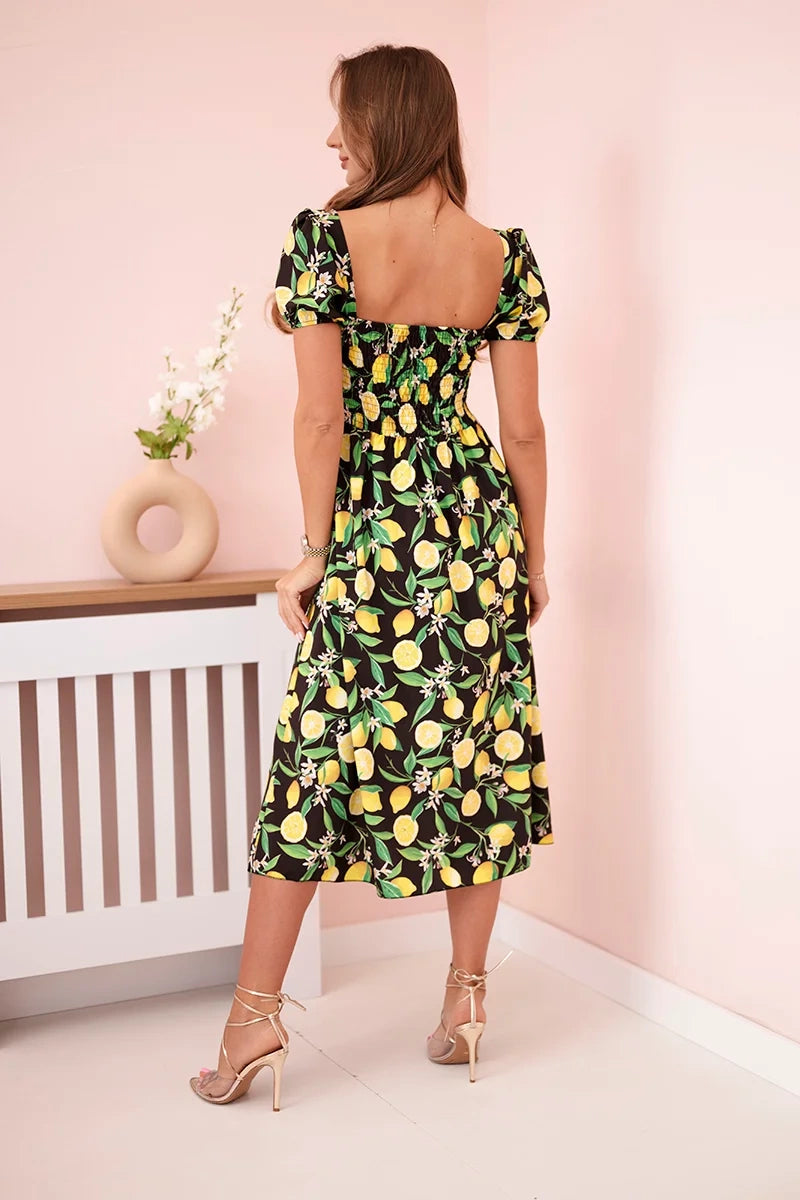 Дамска рокля с бухнали ръкави и волани ART23823