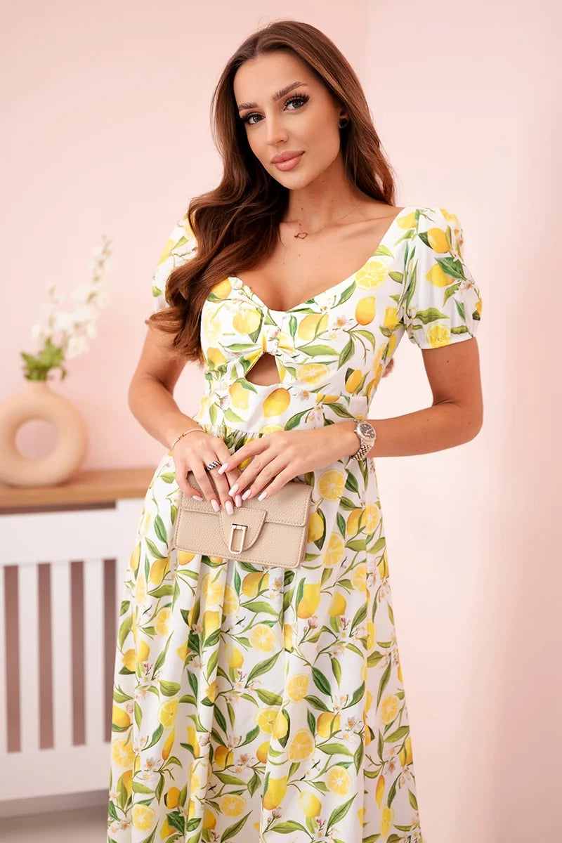 Дамска рокля с бухнали ръкави и волани ART23823