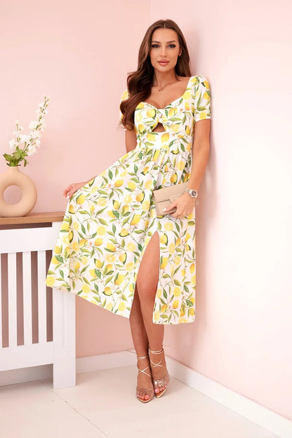 Дамска рокля с бухнали ръкави и волани ART23823