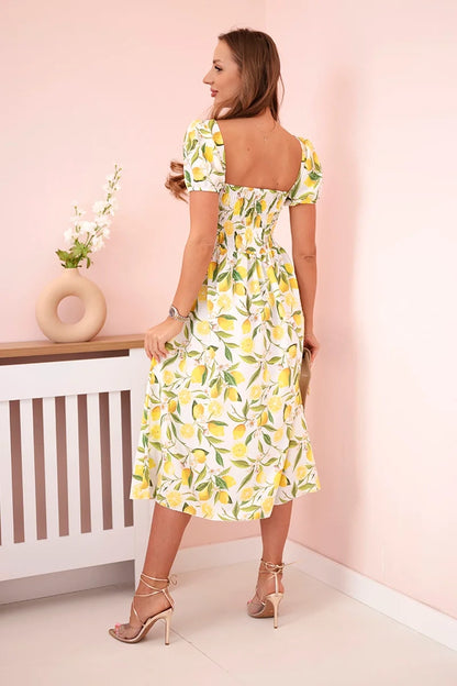 Дамска рокля с бухнали ръкави и волани ART23823