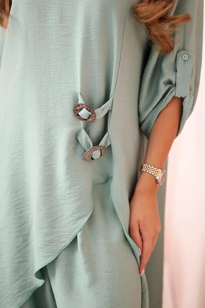 Дамски комплект от вискоза с туника и широк панталон ART24067