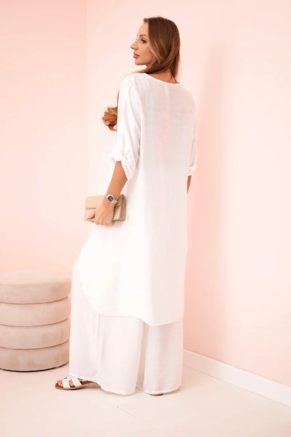 Дамски комплект от вискоза с туника и широк панталон ART24067