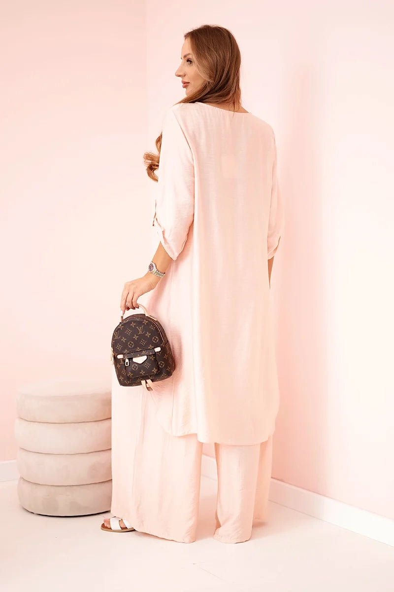 Дамски комплект от вискоза с туника и широк панталон ART24067