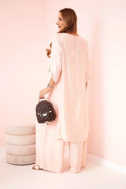 Дамски комплект от вискоза с туника и широк панталон ART24067