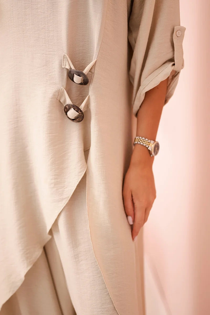 Дамски комплект от вискоза с туника и широк панталон ART24067